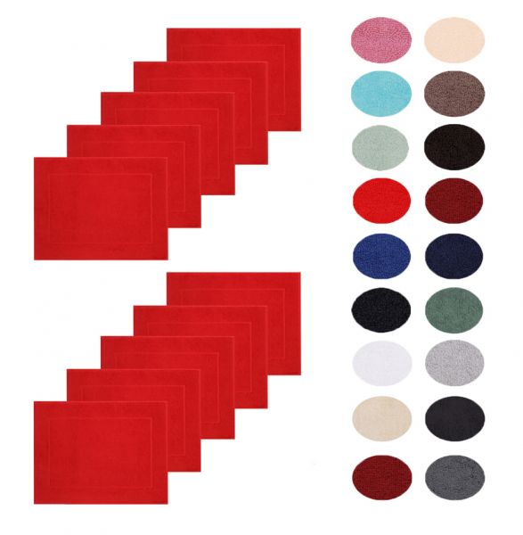 Betz 10 Stück Badvorleger Badematte PREMIUM 100% Baumwolle Größe 50x70 cm Qualität 650g/m² Farbe rot