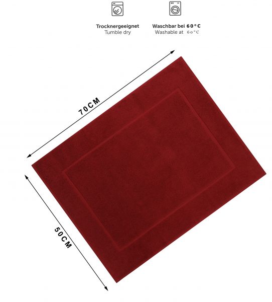 Betz lot de 10 tapis de bain Premium de taille 50x70 cm 100% coton couleur rouge foncé