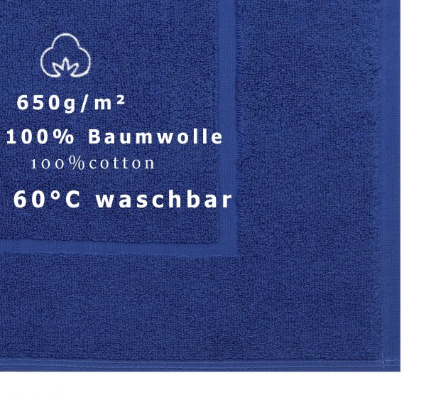 Betz 10 alfombras de baño PREMIUM 50x70 cm 100% algodón calidad 650 g/m² color azul real