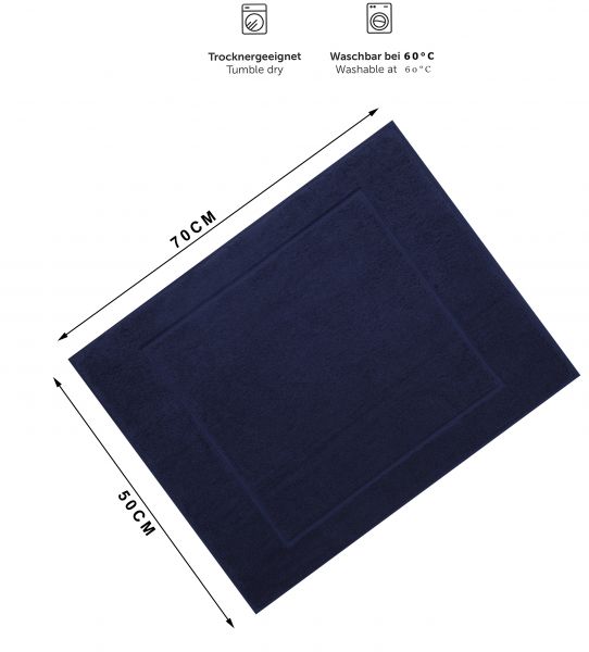 Betz 10 alfombras de baño PREMIUM 50x70 cm 100% algodón calidad 650 g/m² color azul oscuro