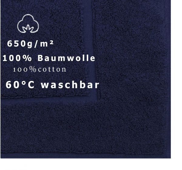 Betz 10 Stück Badvorleger Badematte PREMIUM 100% Baumwolle Größe 50x70 cm Qualität 650g/m² Farbe dunkelblau