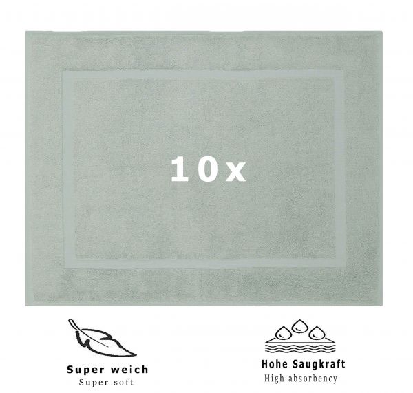 Betz 10 Stück Badvorleger Badematte PREMIUM 100% Baumwolle Größe 50x70 cm Qualität 650g/m² Farbe heugrün