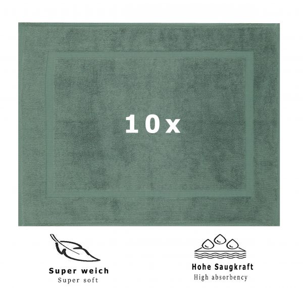 Betz Set di 10 scendibagni tappeto da bagno PREMIUM 100% cotone qualità 650 g/m² 50x70 cm colore verde abete