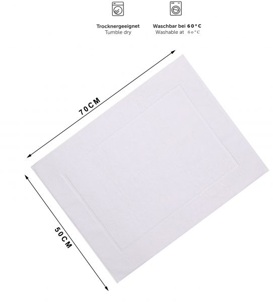Betz lot de 10 tapis de bain Premium de taille 50x70 cm 100% coton couleur blanc