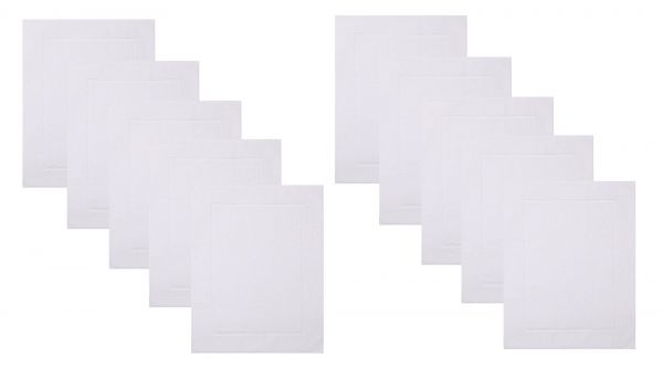 Betz lot de 10 tapis de bain Premium de taille 50x70 cm 100% coton couleur blanc