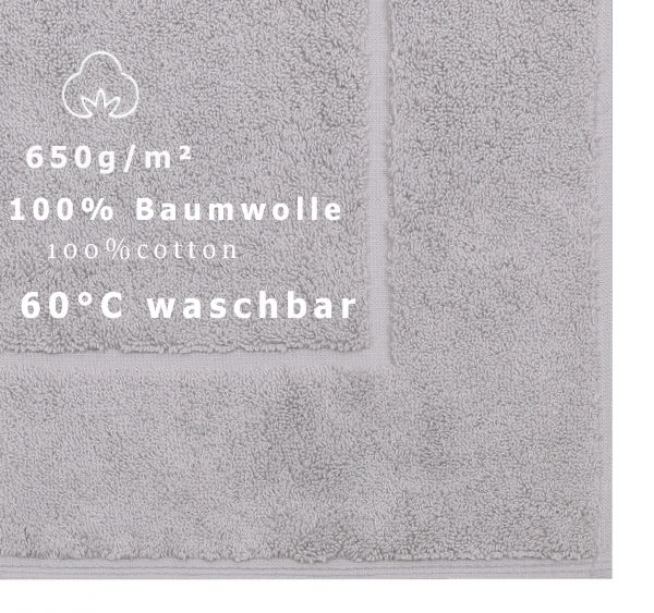 Betz lot de 10 tapis de bain Premium de taille 50x70 cm 100% coton couleur gris argenté