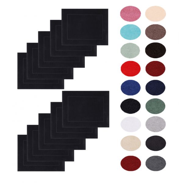 Betz lot de 10 tapis de bain Premium de taille 50x70 cm 100% coton couleur noir
