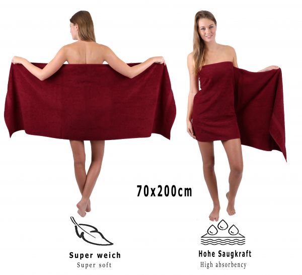 Betz lot de 6 serviettes à sauna Premium 100% coton taille 70 x 200 cm couleur rouge foncé