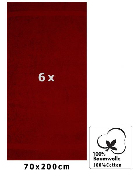 Betz lot de 6 serviettes à sauna Premium 100% coton taille 70 x 200 cm couleur rouge foncé