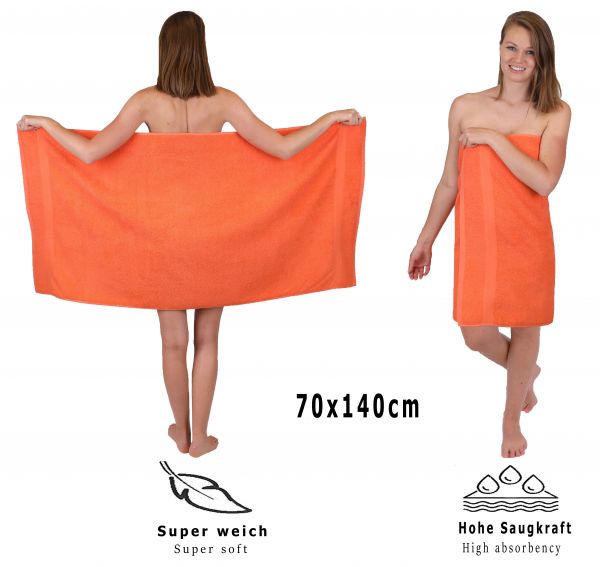 Betz 6 toallas de baño PREMIUM 100% algodón 70x140 cm color naranja sanguineo