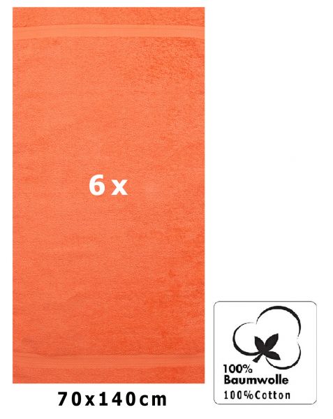 Betz 6 toallas de baño PREMIUM 100% algodón 70x140 cm color naranja sanguineo