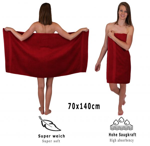 Betz 6 toallas de baño PREMIUM 100% algodón 70x140 cm color rojo rubi