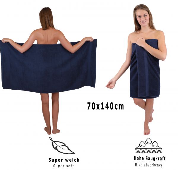 Betz 6 toallas de baño PREMIUM 100% algodón 70x140 cm color azul oscuro