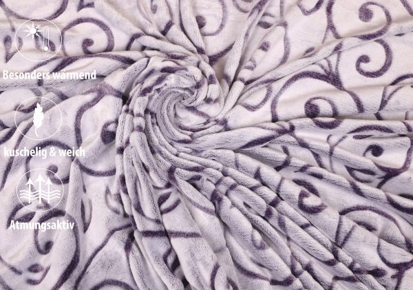 Betz Cuddly Blanket With Tendrils Super Soft Colour: purple/white Size: 140 x 190 cm