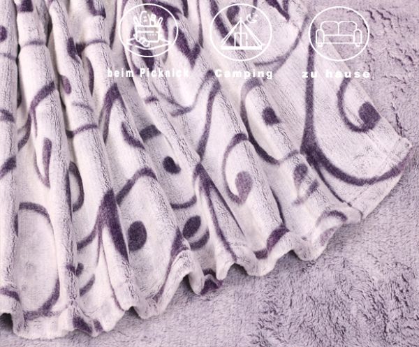 Betz Cuddly Blanket With Tendrils Super Soft Colour: purple/white Size: 140 x 190 cm