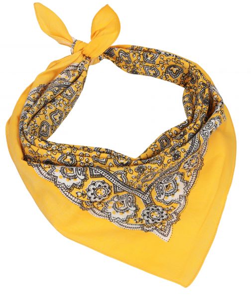 Lot de 3 bandanas classiques à motif paisley  55 x 55 cm en 100% coton, couleur: jaune