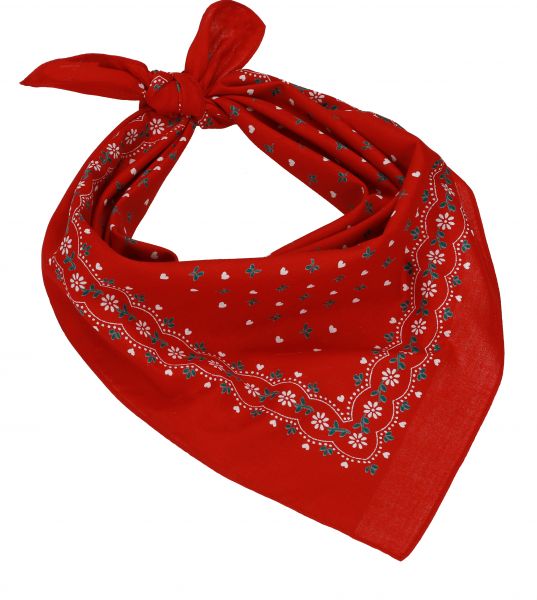 Betz paquete de 3 pañuelos bandanas con motivo de corazones tamaño aprox. 55x55cm 100% algodón color rojo