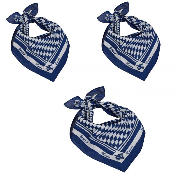 Betz 3er Pack Nickituch BAYERN Bandana Kopftuch Halstuch Bavaria Größe ca. 55 x 55 cm 100% Baumwolle Farbe blau