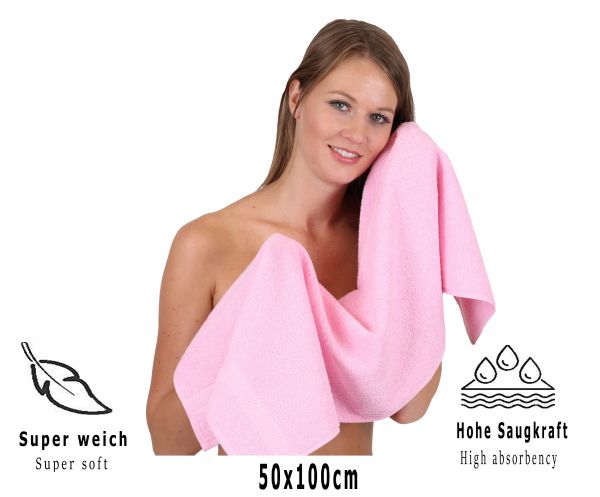 10 piezas set toallas de mano/ducha serie Palermo color rosa  100% algodon 6 toallas de mano 50x100cm 4 toallas ducha 70x140cm de Betz