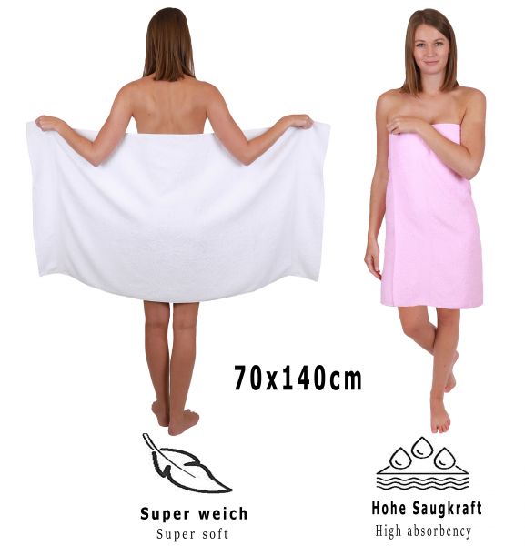 Set di 10 asciugamani da bagno Palermo: 6 asciugamani e 4 asciugamani da bagno di Betz, 100 % cotone, colore rosa e bianco