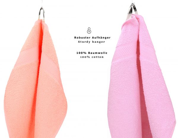 Set di 10 asciugamani da bagno Palermo: 6 asciugamani e 4 asciugamani da bagno di Betz, 100 % cotone, colore albicocca e rosa