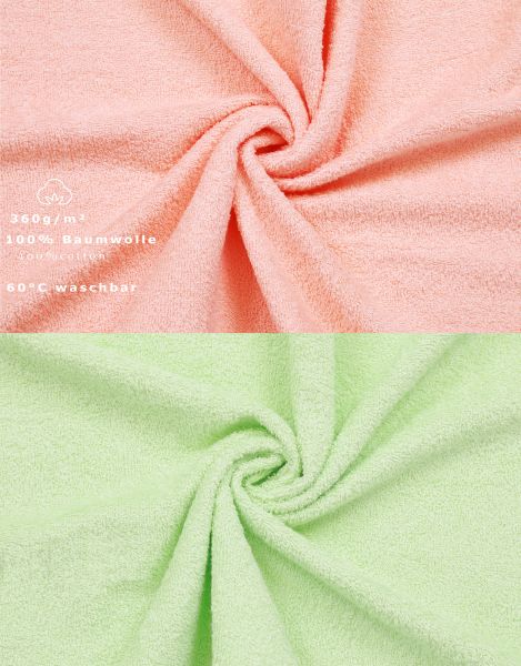 Set di 10 asciugamani da bagno Palermo: 6 asciugamani e 4 asciugamani da bagno di Betz, 100 % cotone, colore albicocca e verde