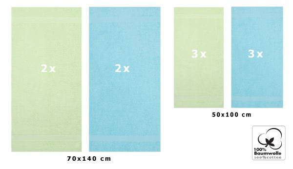Betz 10-tlg. Handtuch-Set PALERMO 100%Baumwolle 4 Duschtücher 6 Handtücher Farbe grün und türkis