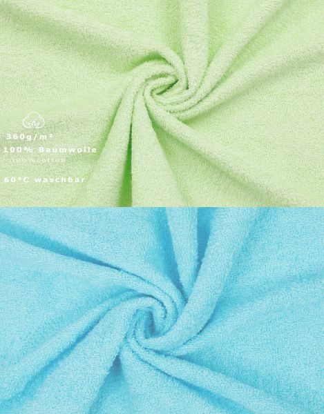 Betz 10-tlg. Handtuch-Set PALERMO 100%Baumwolle 4 Duschtücher 6 Handtücher Farbe grün und türkis