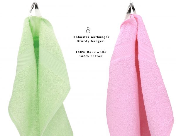 Betz 10-tlg. Handtuch-Set PALERMO 100%Baumwolle 4 Duschtücher 6 Handtücher Farbe grün und rosé
