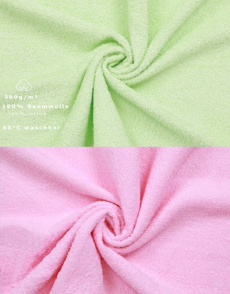 Betz 10-tlg. Handtuch-Set PALERMO 100%Baumwolle 4 Duschtücher 6 Handtücher Farbe grün und rosé