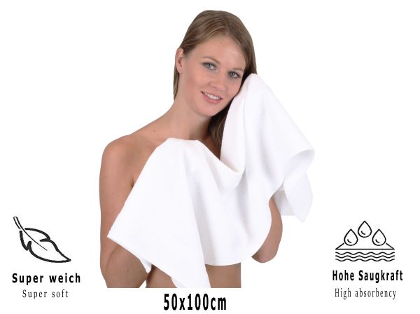10 Piece Towel Set "Palermo" white, quality 360g/m², 4 guest towels 30 x 50 cm, 6 hand towels 50 x 100 cm by Betz