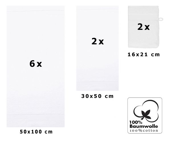 6-tlg. Handtuchset "Premium" - weiß,  Qualität 470 g/m², 2 Duschtücher 70x 140 cm, 4 Handtücher 50 x 100 cm von Betz - Kopie - Kopie - Kopie - Kopie - Kopie
