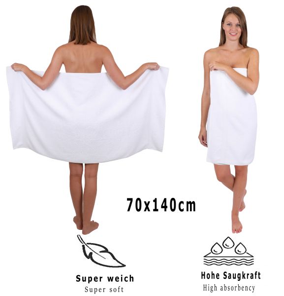 Lot de 8 serviettes "Palermo" couleur blanc, qualité 360 g/m², 2 draps de bain 70 x 140 cm, 6 serviettes de toilette 50 x 100 cm 100% coton de Betz