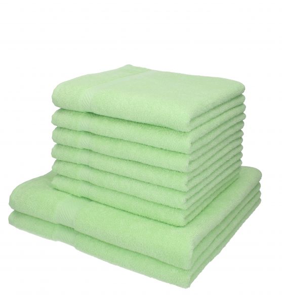 Lot de 8 serviettes Palermo couleur vert, 6 serviettes de toilette, 2 serviettes de bain de Betz
