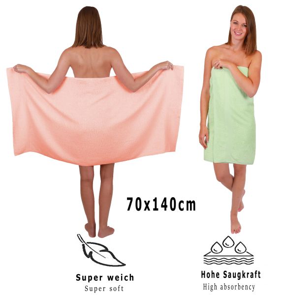 Set di 8 asciugamani da bagno Palermo: 6 asciugamani e 2 asciugamani da bagno di Betz, 100 % cotone, colore albicocca e verde