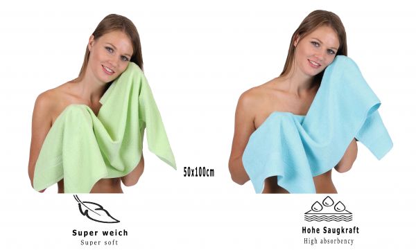 8 Piece Hand Bath Towel Set PALERMO colour: green & turquoise size: 50x100 cm 70x140 cm by Betz
