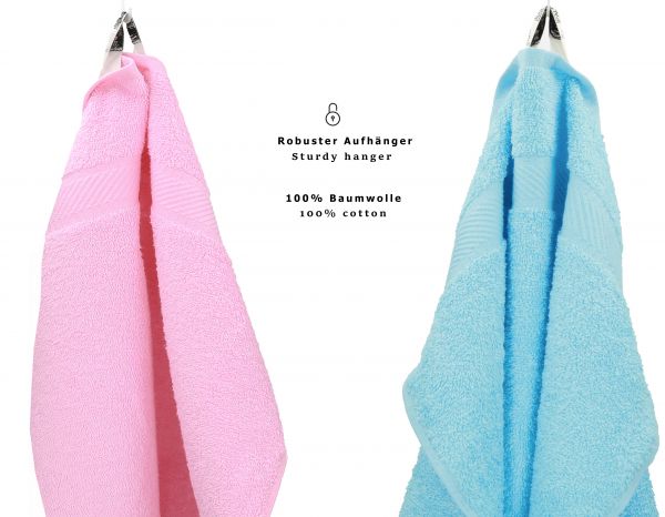 8 unidades Toallas de manos/cuerpo/ducha set Palermo color rosa y turquesa 100% algodon 6 toallas de mano y 2 toallas de ducha de Betz