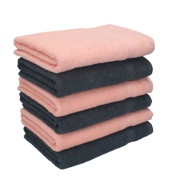 6 piece Hand Towel Set PALERMO Colour: anthracite grey & apricot Size: 50x100 cm by Betz