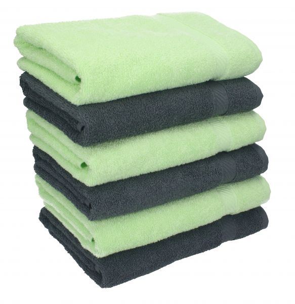 6 unidades toallas de mano serie Palermo 100% algodon color gris antracita y verde 6 toallas tamaño 50x100 cm de Betz