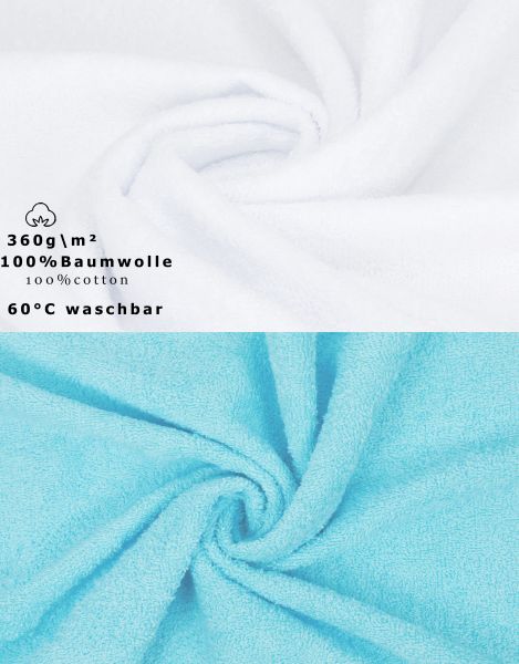 4 piece Bath Towel Set PALERMO Colour: white & turquoise Size: 70x140 cm by  Betz