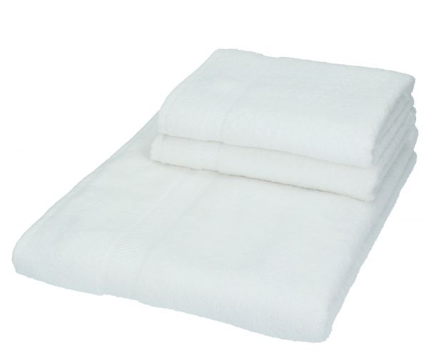 Set di 3 asciugamani Palermo: 1 asciugamano da bagno 100 x 200 cm e 2 asciugamani 50 x 100 cm, colore bianco, qualità: 360 g/m²