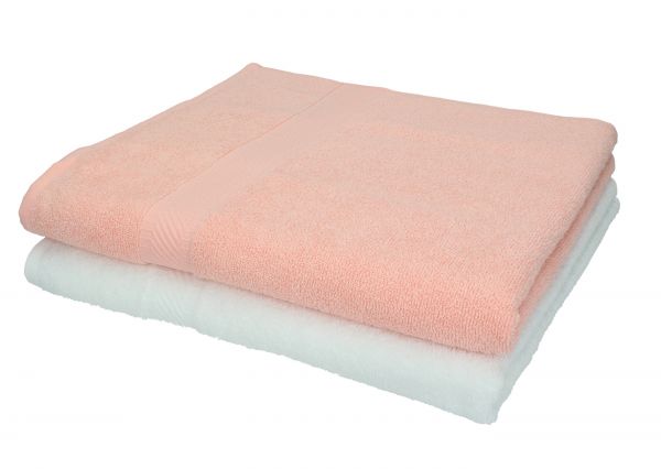 Set di 2 asciugamani da bagno 70 x 140 cm Palermo di Betz, 100 % cotone, colore albicocca e bianco