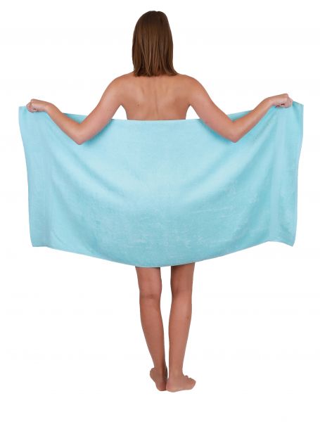 Lot de 2 serviettes Palermo taille 70 x 140 cm couleur gris anthracite et turquoise de Betz