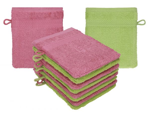 Betz Pack of 10 Wash Mitts PREMIUM 100% Cotton 16x21 cm wild berry - avocado green