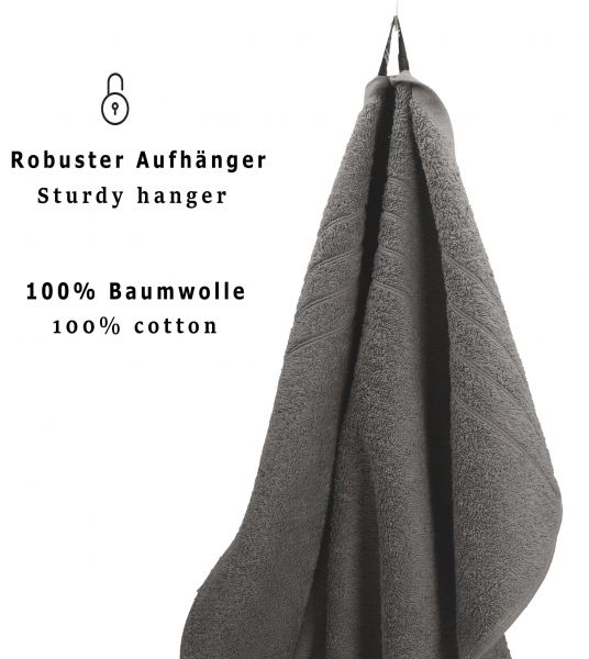 Betz 4-tlg. Handtuch-Set DELUXE 100% Baumwolle 1 Badetuch 1 Duschtuch 1 Handtuch 1 Seiftuch Farbe anthrazit grau