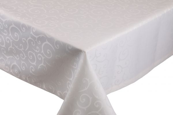 Betz Edle Jacquard Tischdecke in den Größen 130 x 160 cm, 160 x 220 cm und 160 cm - in den Formen eckig, rund und oval - Farben weiß und creme