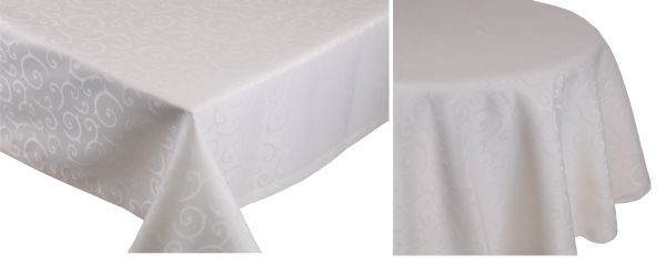 Betz Edle Jacquard Tischdecke in den Größen 130 x 160 cm, 160 x 220 cm und 160 cm - in den Formen eckig, rund und oval - Farben weiß und creme
