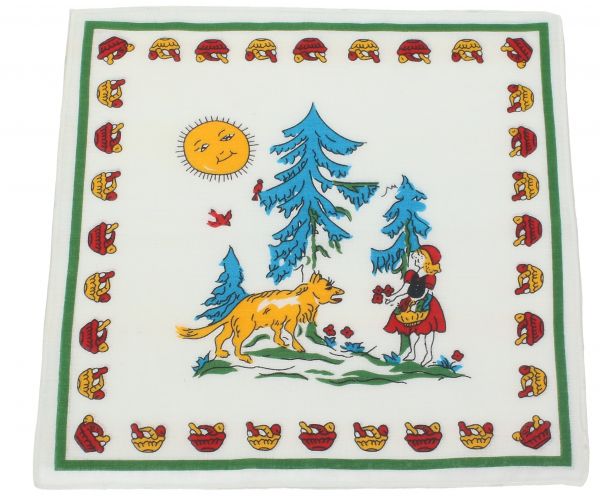 Betz 12 Pieces Kids Cloth Handkerchiefs Set 100 % Cotton Print: Little Red Riding Hood (Design 2) Size: 26x26 cm