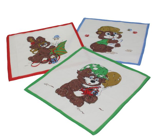 12 piezas de pañuelos infantiles tamaño 26x26 cm 100% algodón