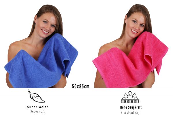 Betz Juego de 8 piezas de toallas 100% algodón 2 toallas de baño 2 toallas de ducha 2 toallas 2 toallas cara DELUXE de color rosa y azul